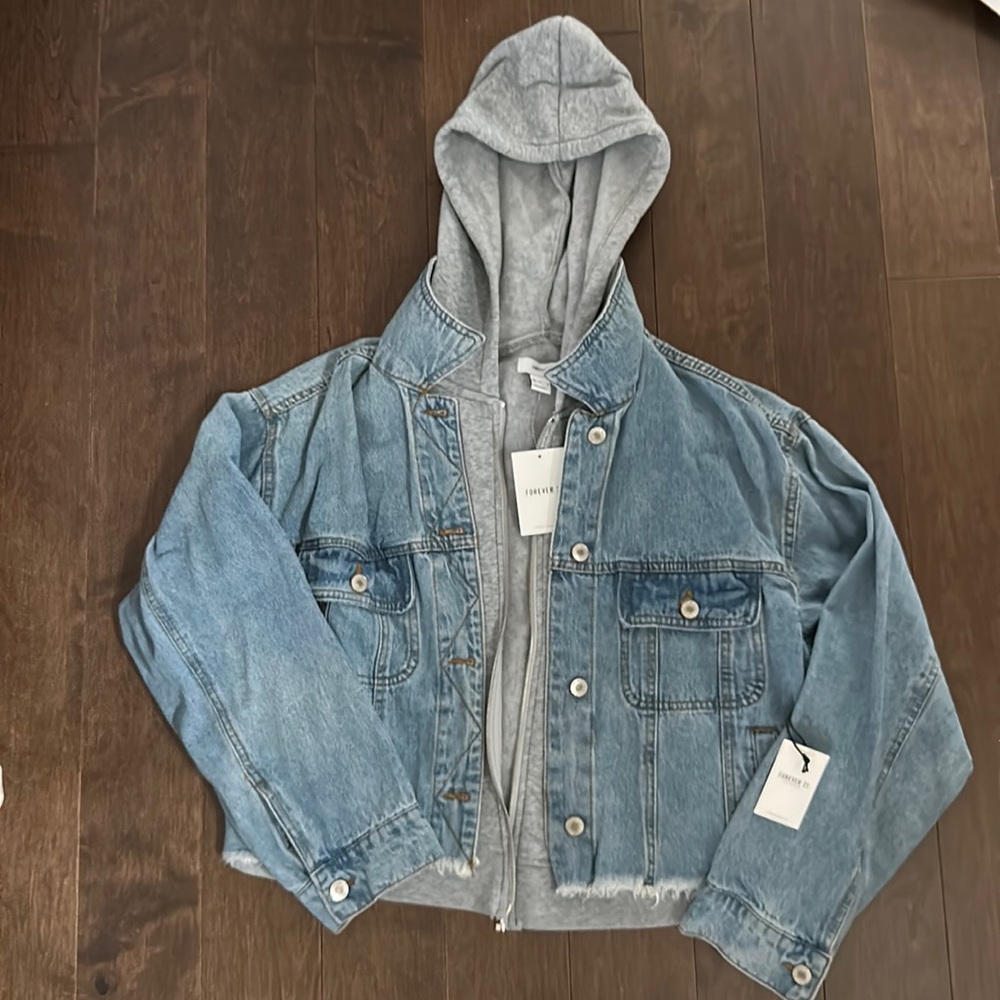 Denim jacket with hoodie